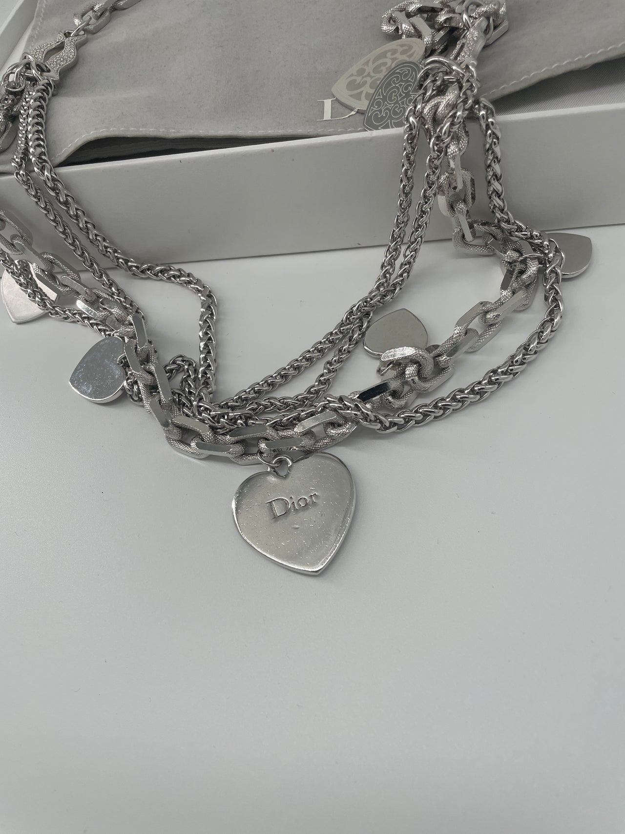 Dior Necklace Multi Strand Heart Charm