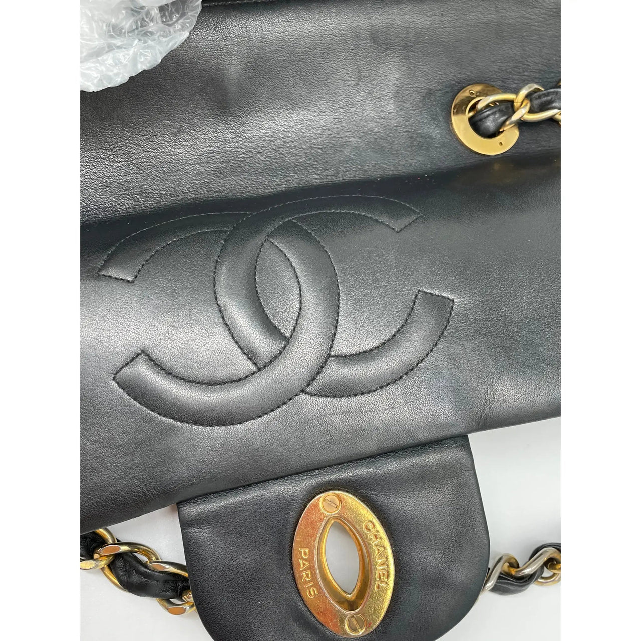 Vintage CHANEL Paris Limited Edition Double Flap Gold & Silver CC Gold  Chain Bag