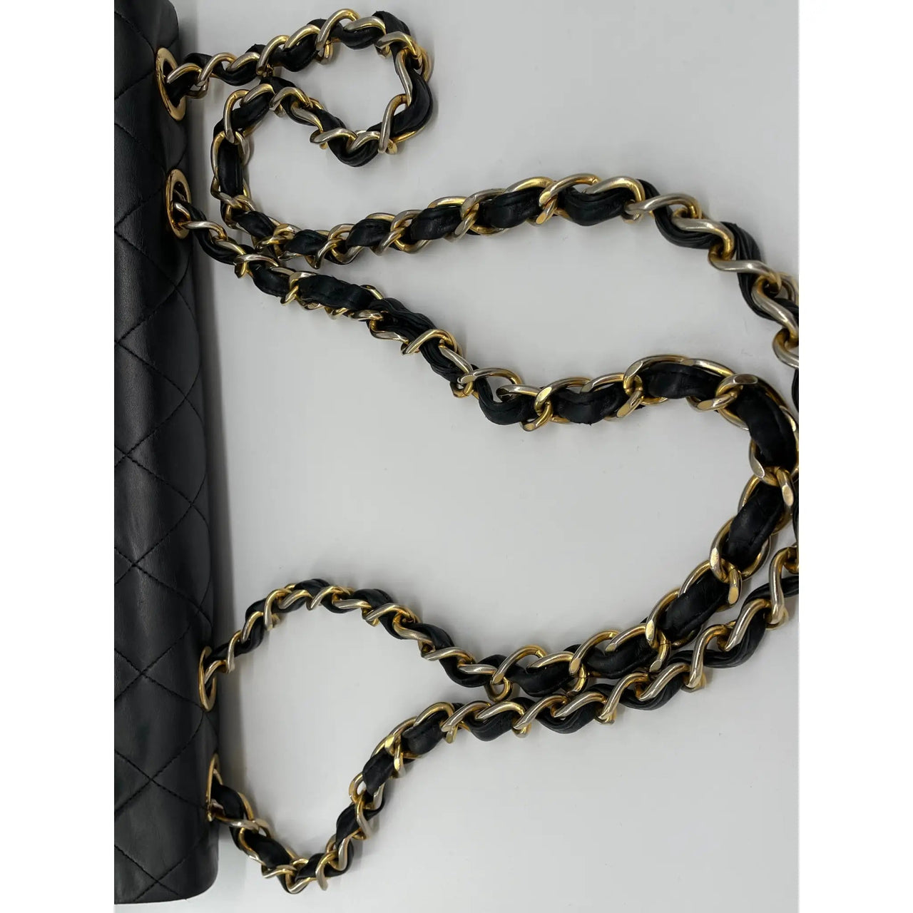 Chanel Vintage Chanel Black Quilted Lambskin Leather Chain
