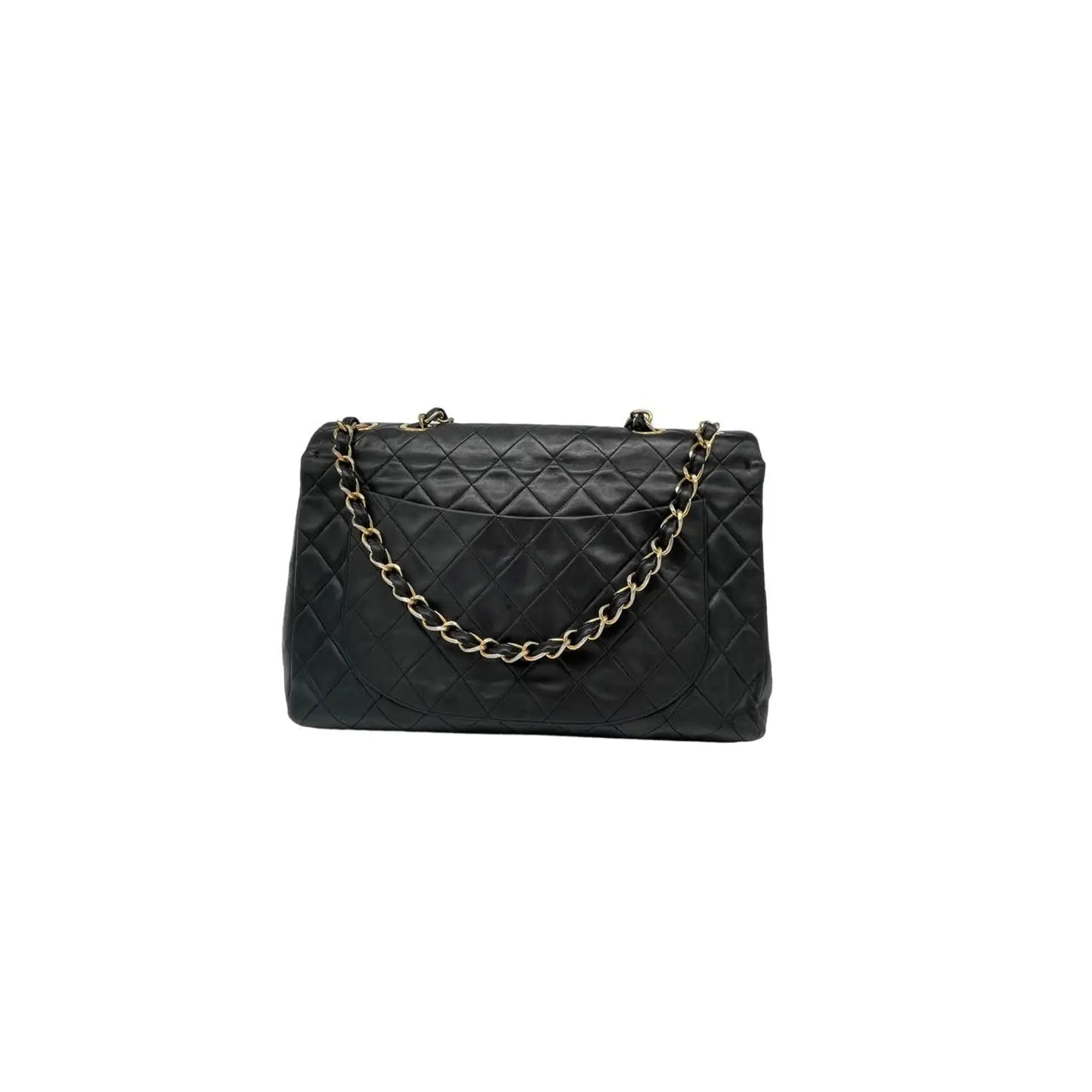 CHANEL Black Lambskin Quilted Leather 24K Gold Plated