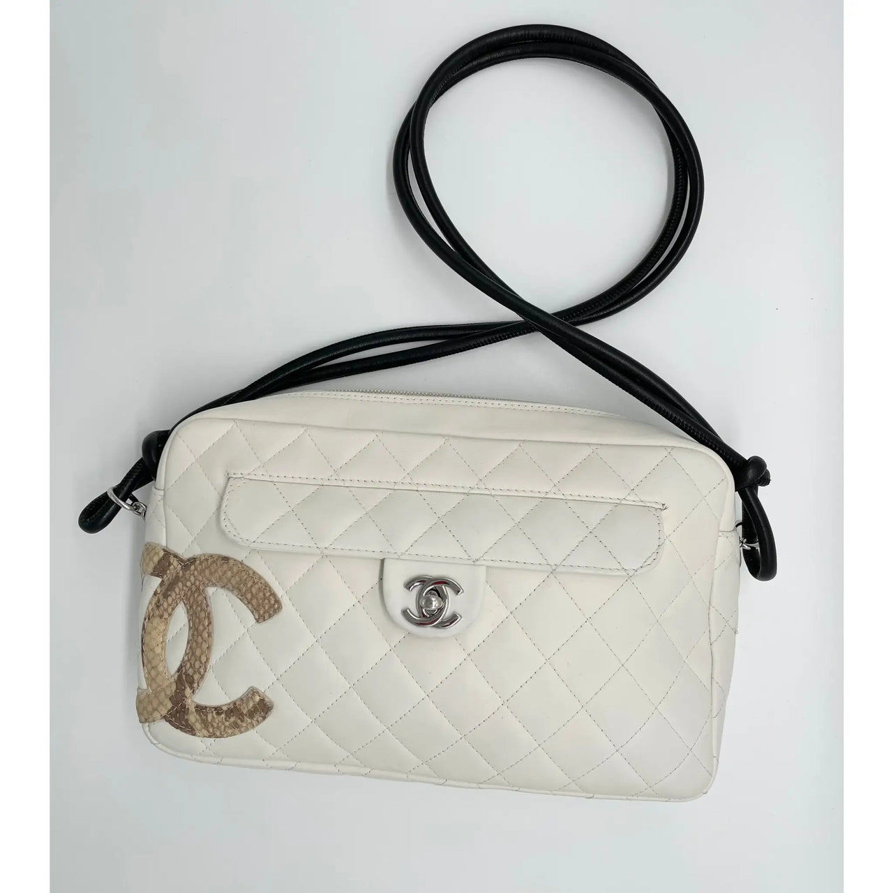 Chanel Vintage White Calfskin Python Quilted Cambon Camera Case Should –  Max Pawn
