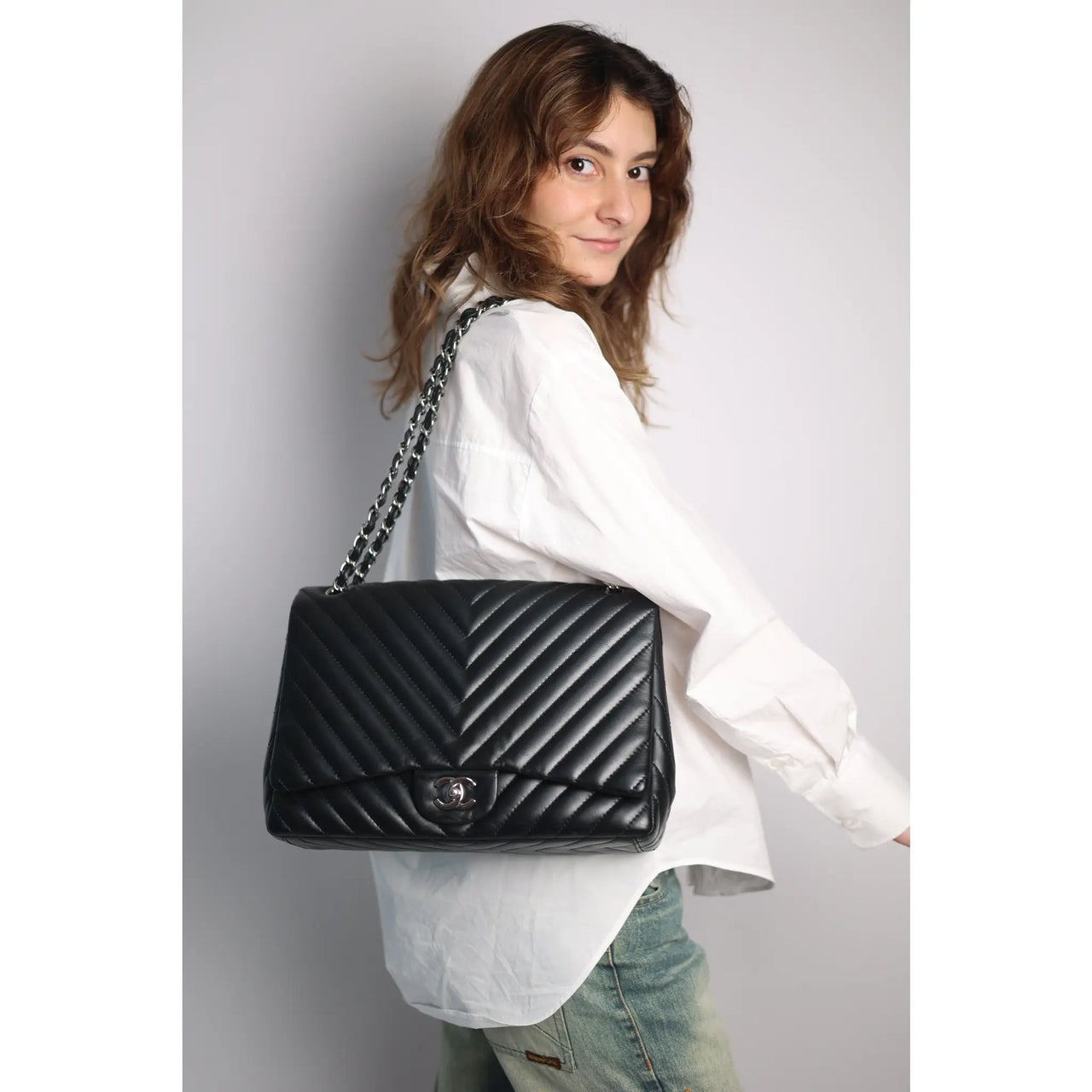 Chanel timeless chevron sale