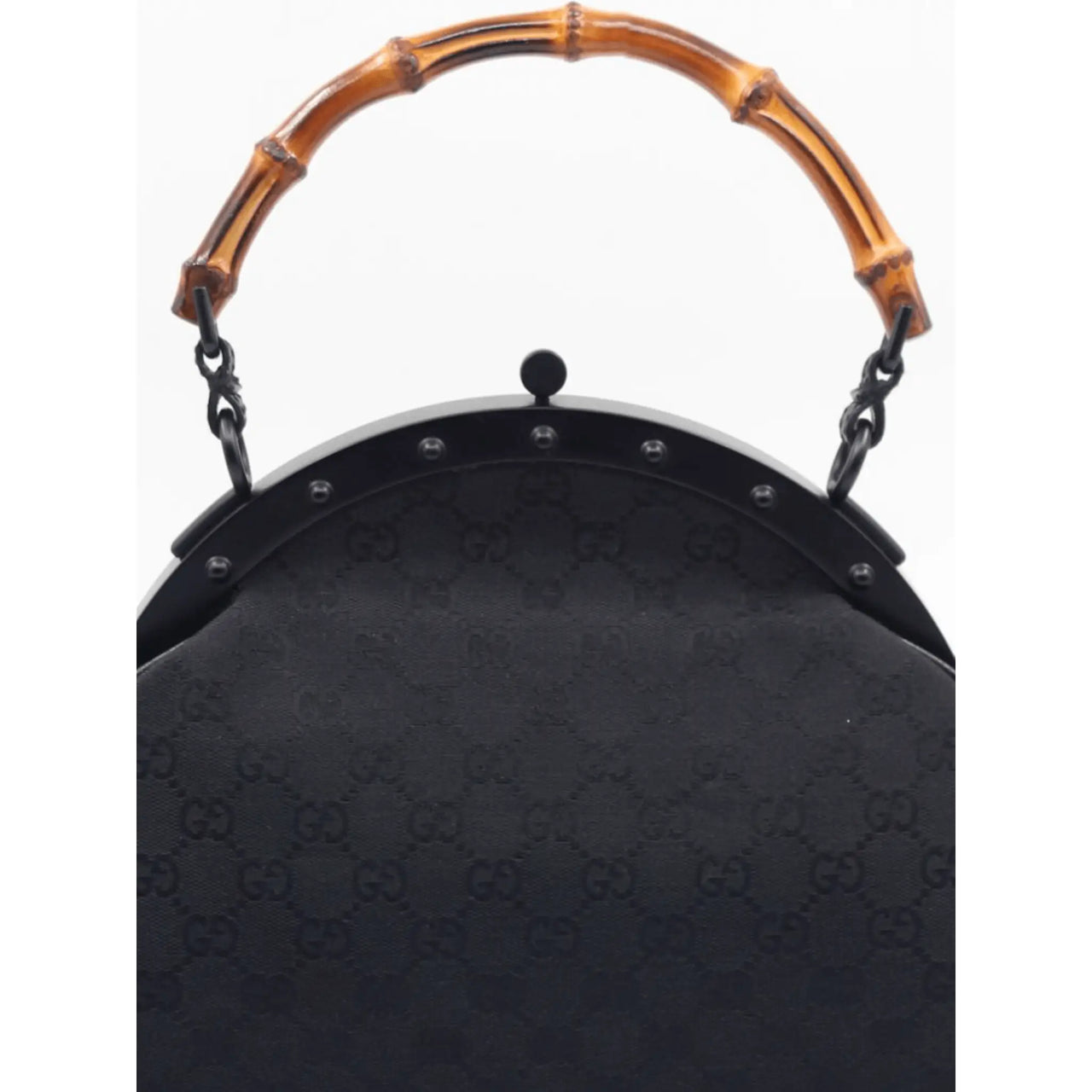 Gucci By Tom Ford Bamboo Top Handle Black Canvas