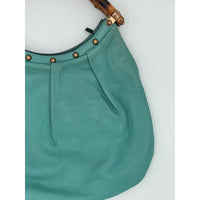 Thumbnail for Gucci Sac cabas en cuir clouté bambou turquoise