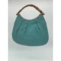 Thumbnail for Gucci Sac cabas en cuir clouté bambou turquoise