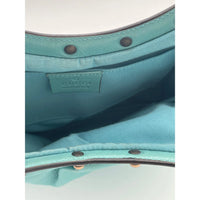 Thumbnail for Gucci Sac cabas en cuir clouté bambou turquoise