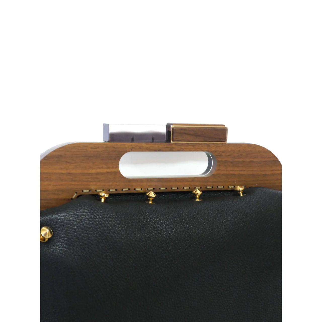 Fendi Wood-Frame Leather Clutch Pochette