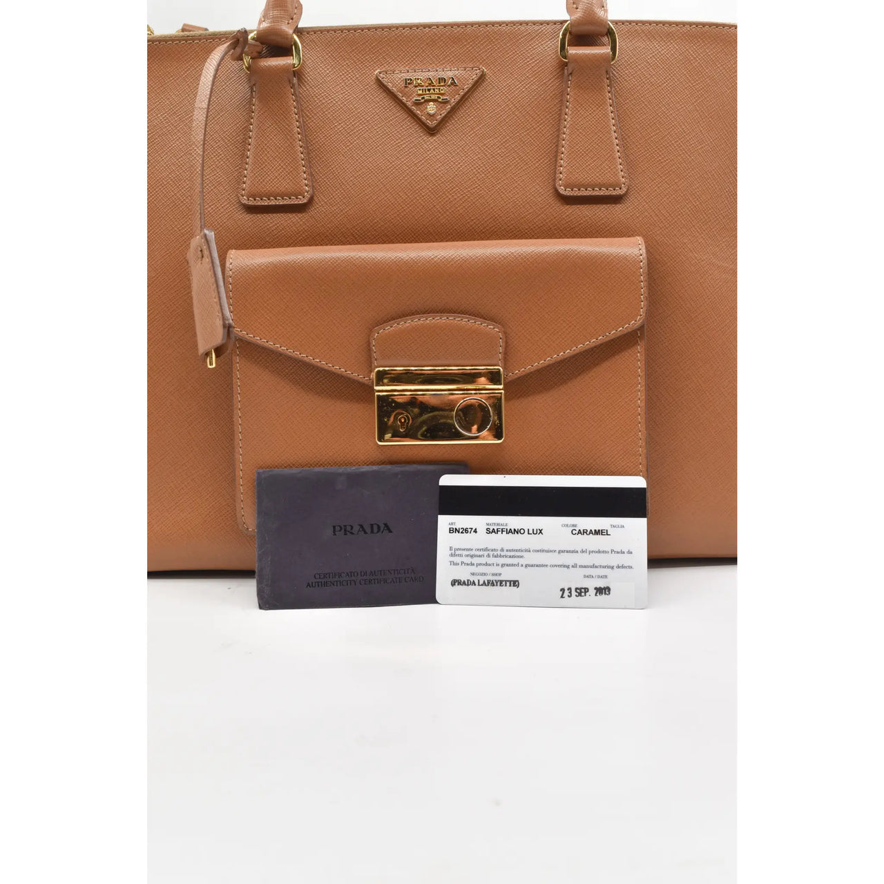 Saffiano leather handbag Prada Camel in Leather - 26425179