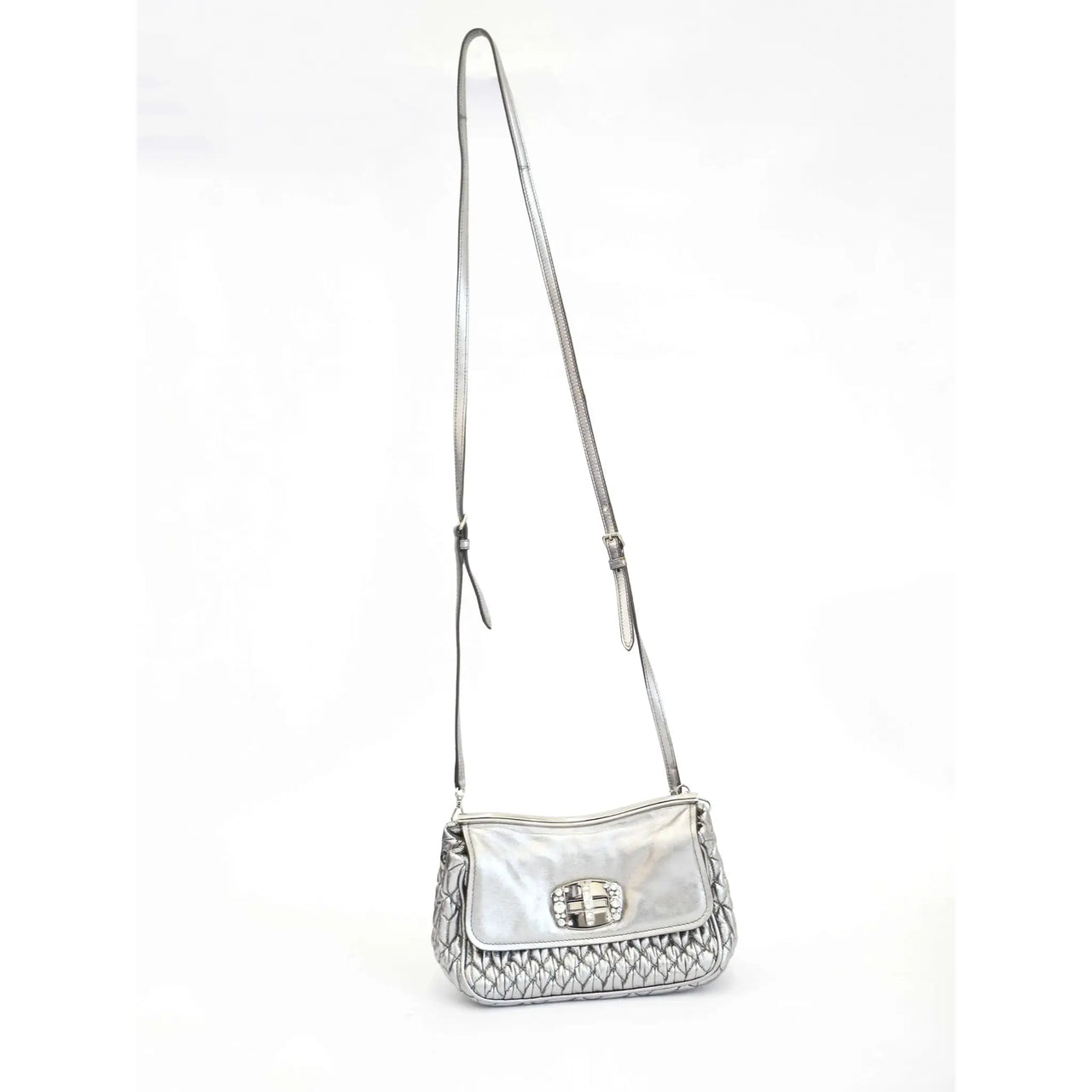 Miu Miu Iconic Crystal shoulder bag in blue quilted leather