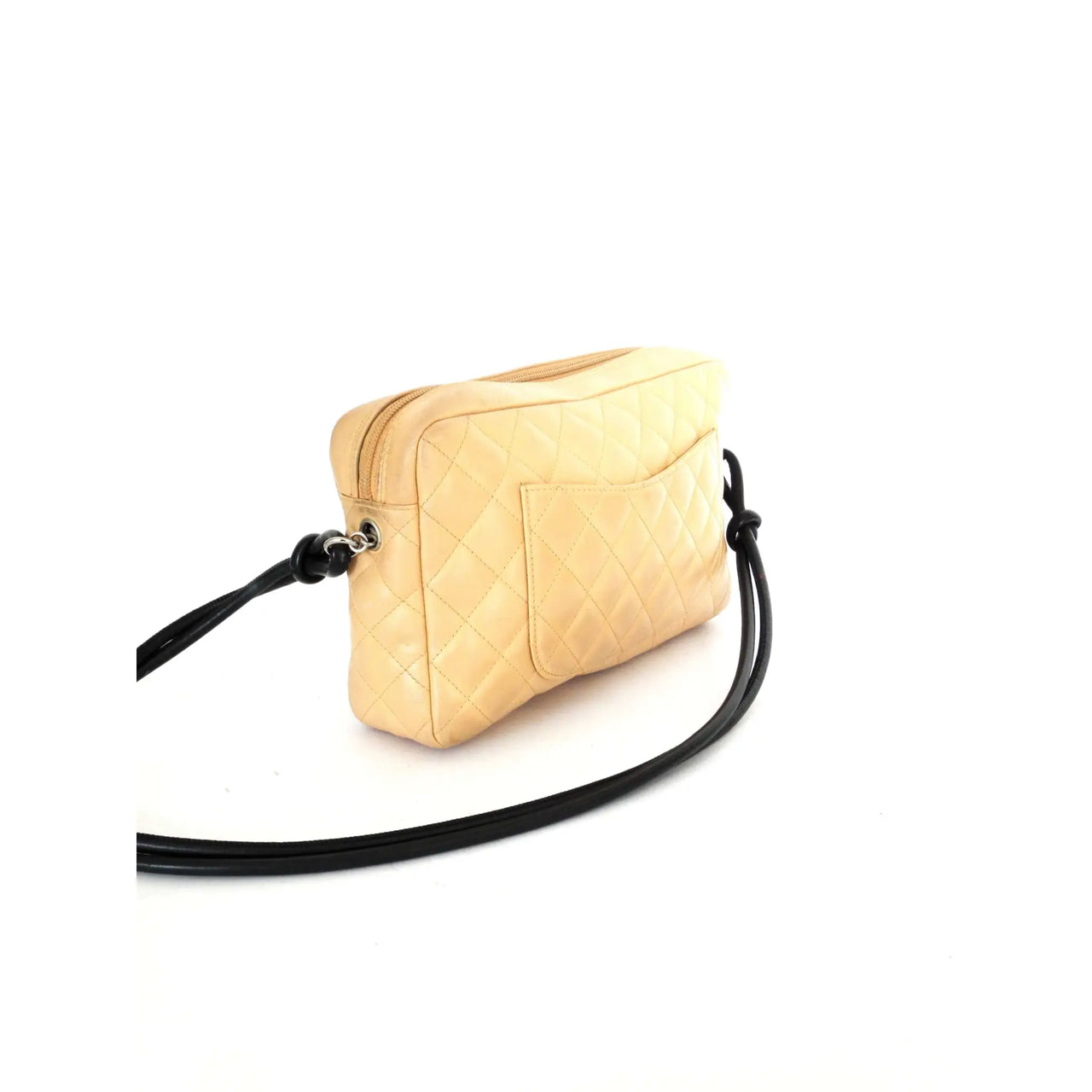 Chanel Brown/Beige Quilted Leather Ligne Cambon Pochette For Sale