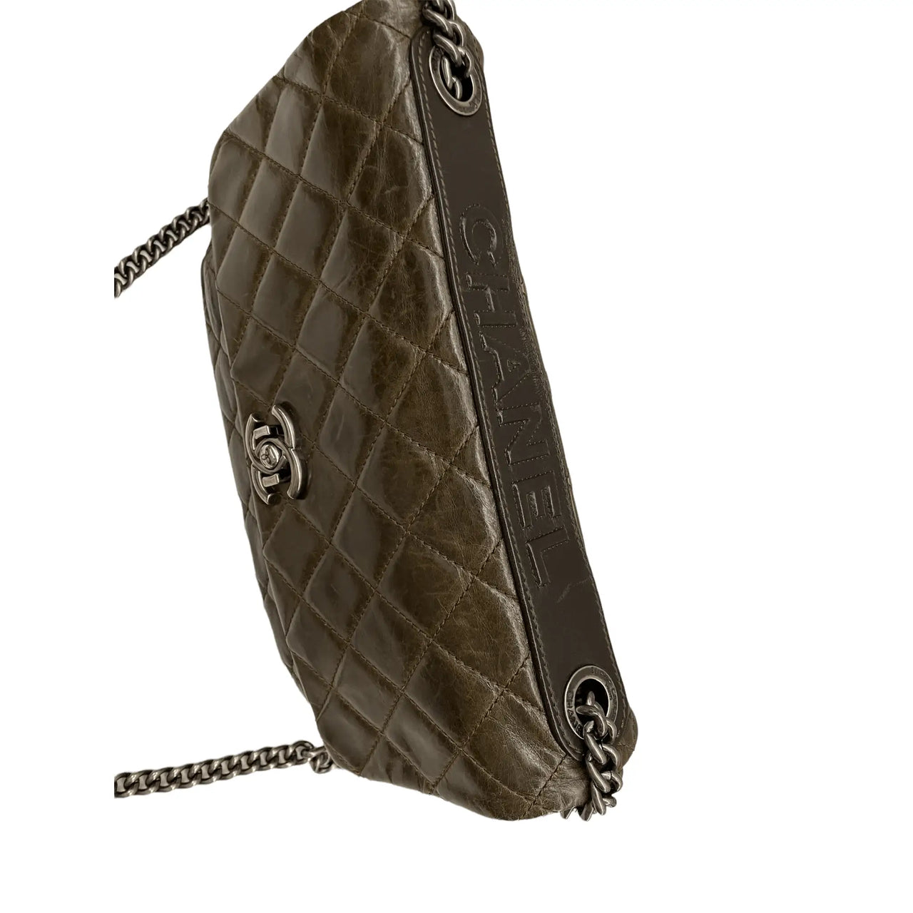 Flap bag with top handle Lambskin  goldtone metal black  Fashion   CHANEL