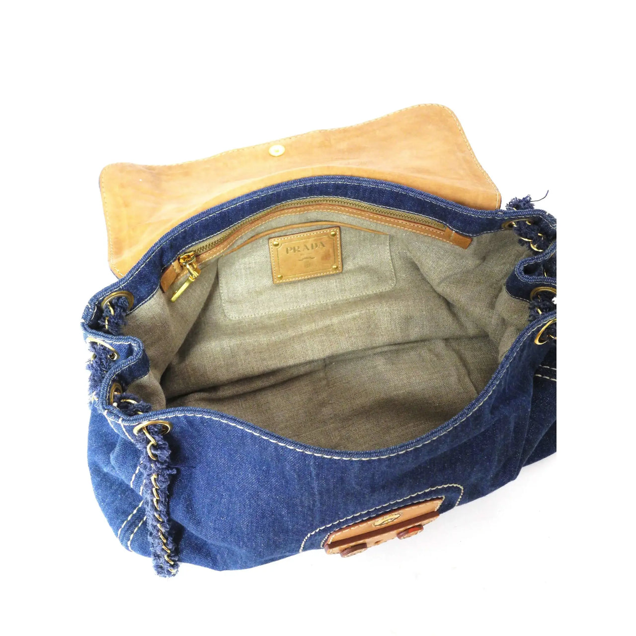 Prada denim shoulder bag hotsell