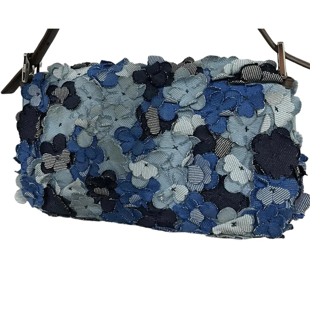 Sac Fendi Fiori Denim Baguette