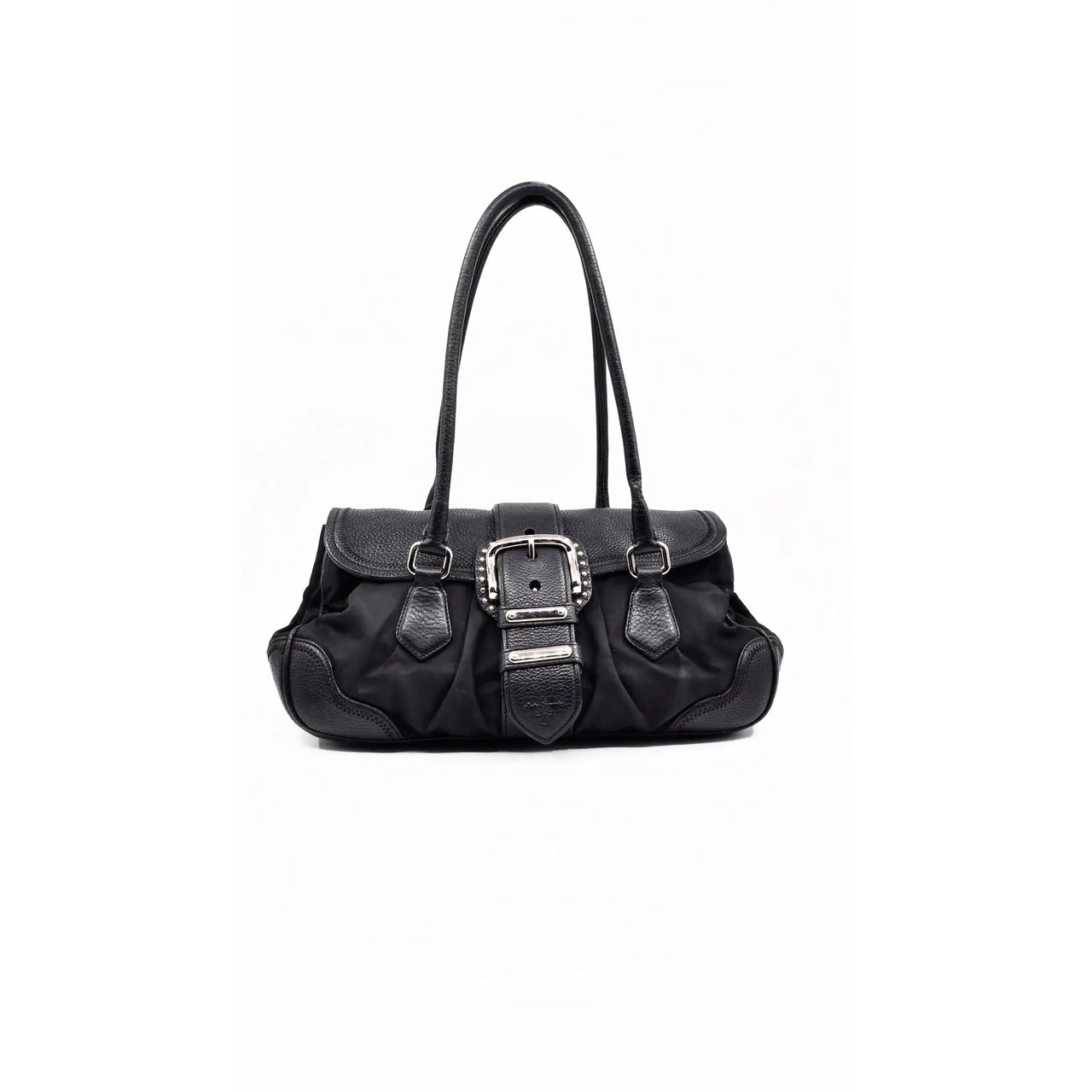 A vintage 90's Prada Black Leather Shoulder Bag – The Hosta