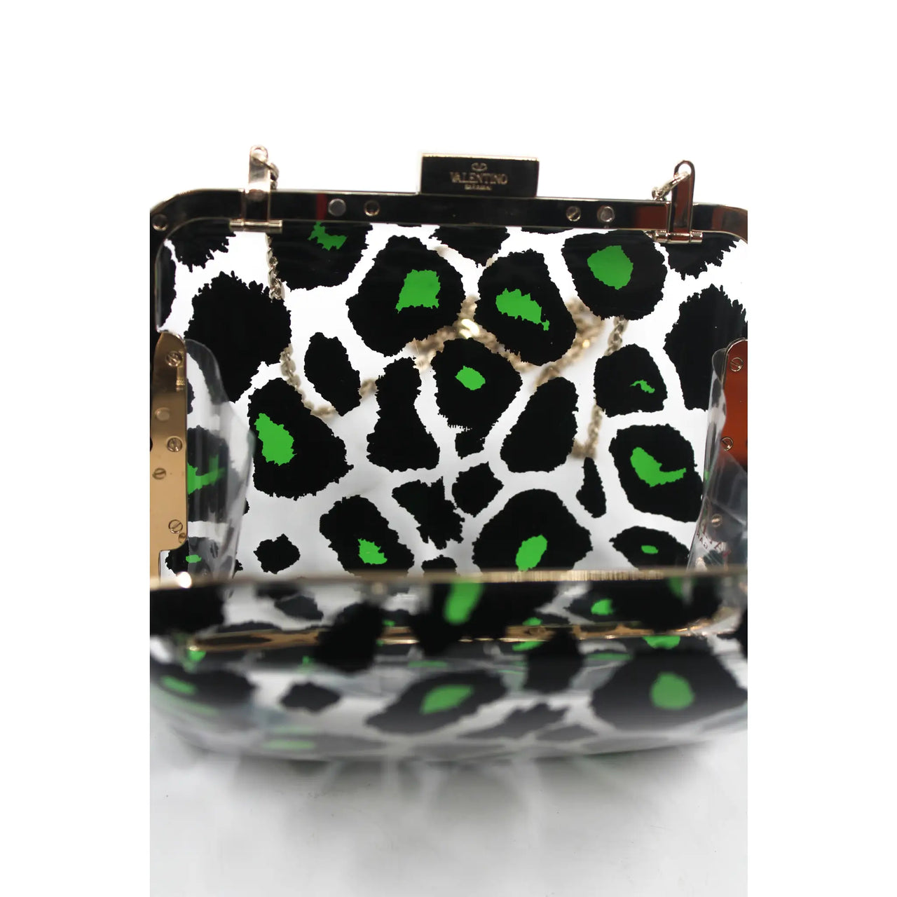 Valentino Minaudière Plexiglass Leopard – Comptoir Vintage